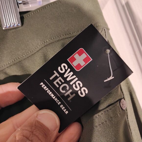 SwissTech+ st travel pants mens 34x30 olive green hiking straight SMB38479 - Picture 4 of 10